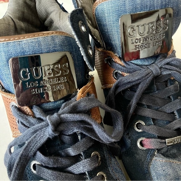 Men's Guess Denim Leather High Top Shoes size 11.5M - Picture 7 of 7